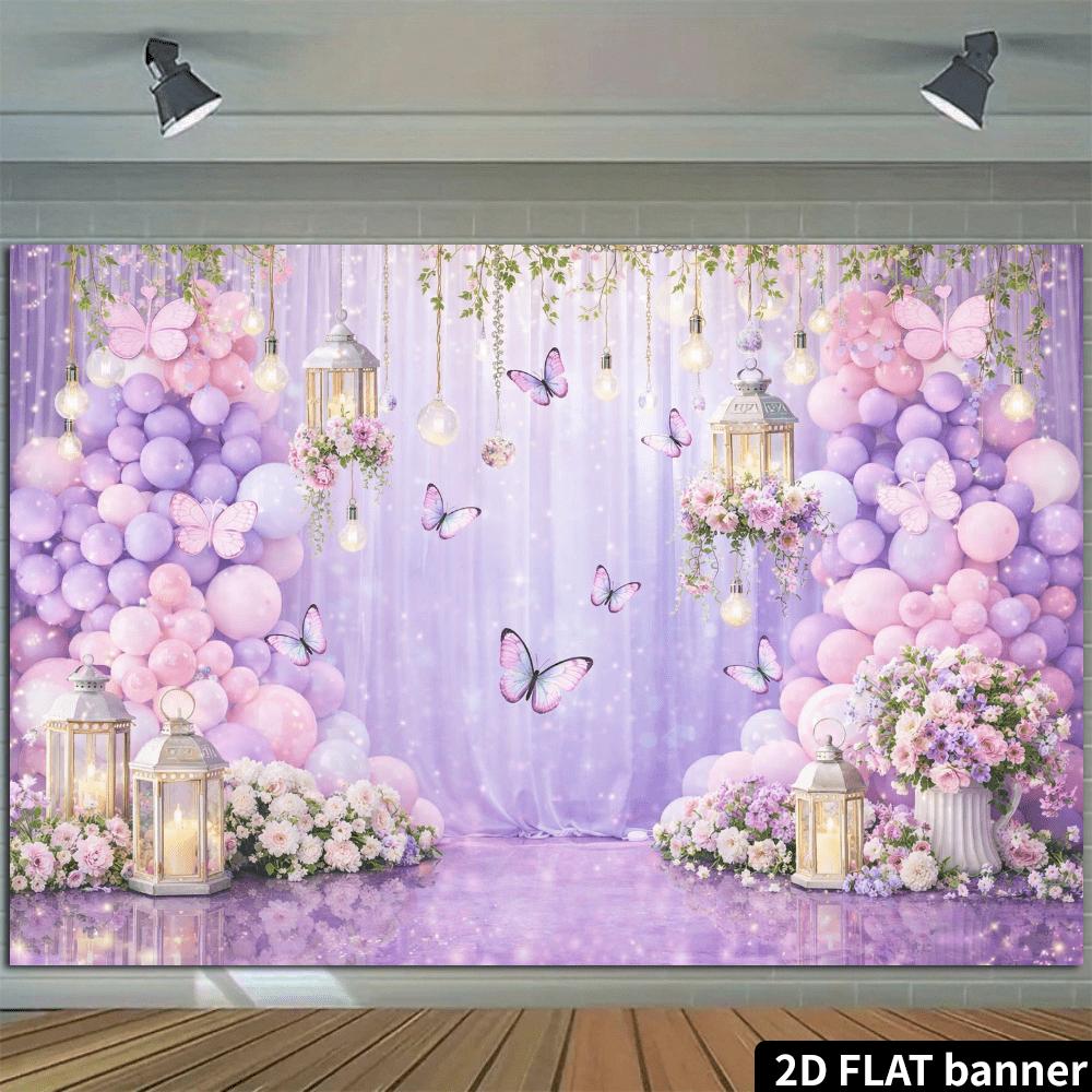 2D Flat Dreamy Background Fabric Purple Drapes Suitable for Indoor Background Birthday Party Polyester Fiber Material