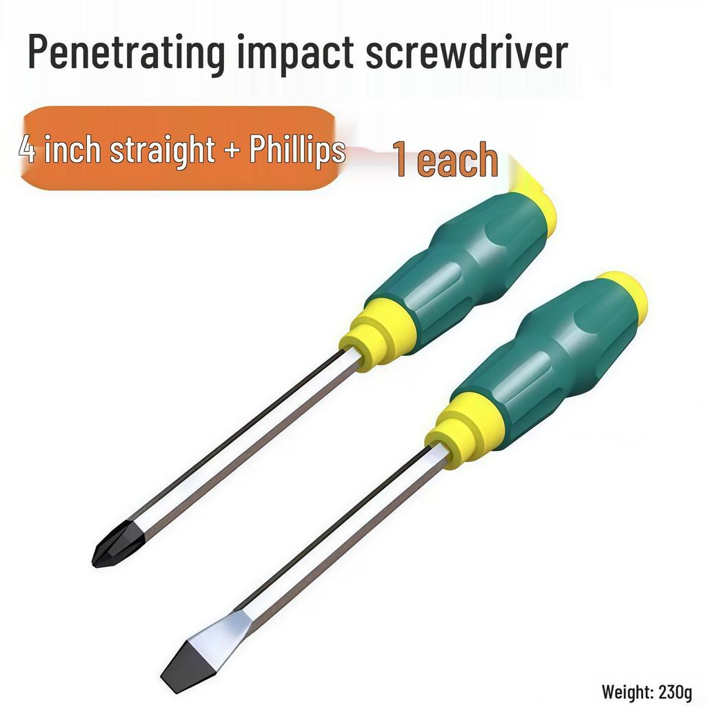 Industrial-Grade Extra Long Magnetic Screwdriver, Super Hard, Hammerable, Phillips & Slotted Bits