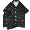 Silver Butterfly Print Pajamas Summer Cool Ice Silk Short Sleeves Trousers Student Dormitory Set