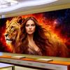Abstract Woman and Lion Large Size Diamond Painting New Collection Animals Diy Full Drill Rhinestone Embroidery Mosaic Cross Stitch Kits