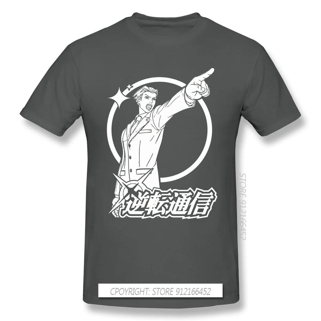 High Quality Men Clothes O-Neck 100% Cotton Cool  T-Shirts Phoenix Wright Ace Attorney Miles Fey Games Sleeve Short