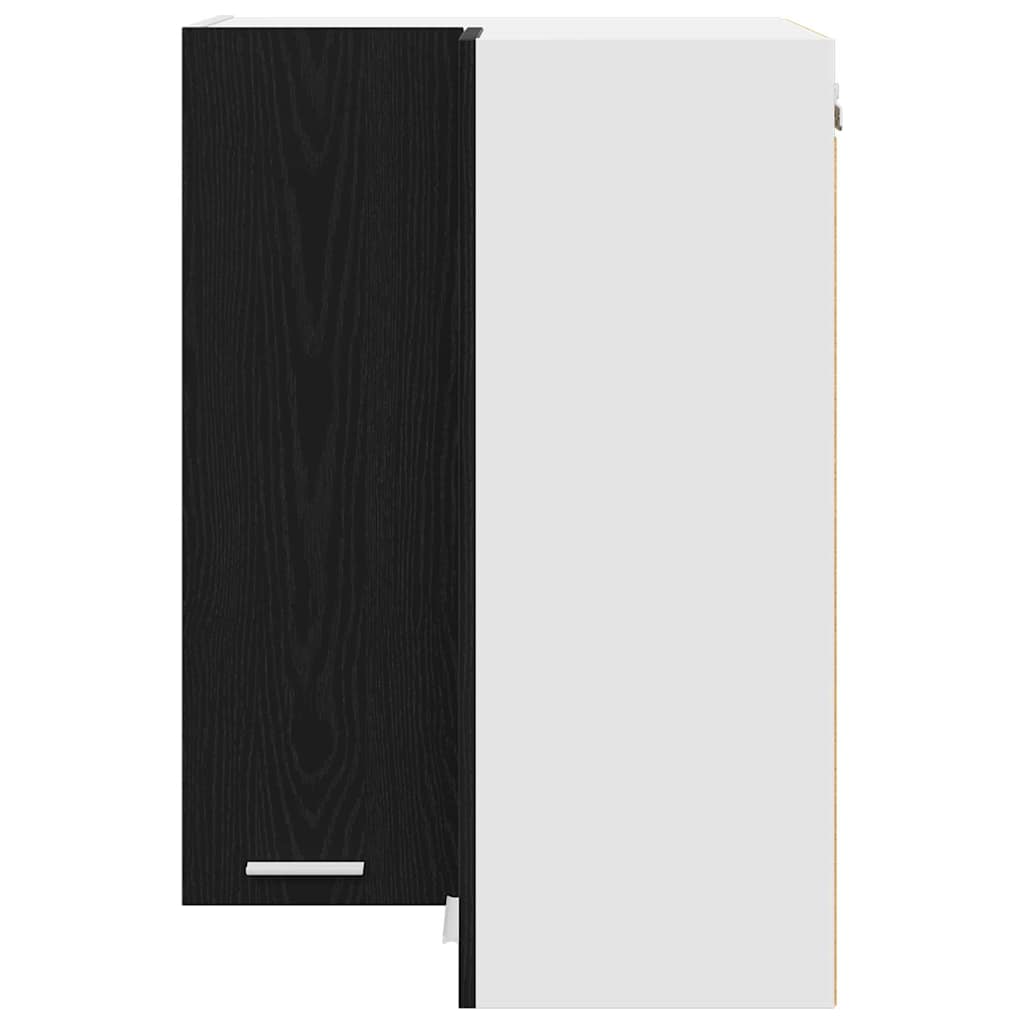 Hanging Corner Cabinet in Black Oak and White 57 x 57 x 80 cm