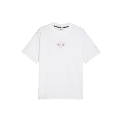 Puma X Λαμέλο Μέλο Πάντα Μπάσκετ Γραφική Εκτύπωση Casual Μπλούζα με Στρογγυλή Λαιμόκοψη Ανδρικά Μπλουζάκια Λευκό 625994-02