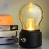 LED Night Light Bulb Rechargeable Vintage Retro Cordless Table Lamp Bulb with Glass Lampshade for Bedroom Decoration