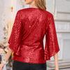 New Loose Long Sleeve Shiny T-Shirt Women Sleeveless Set