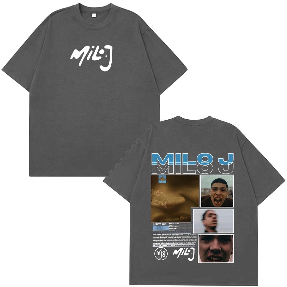 Rapper Milo J La Vida Era Mas Corta Album Graphic T Shirts Mens Women Hip Hop Tshirt Cotton Short Slevee Vintage Tshirts Tops