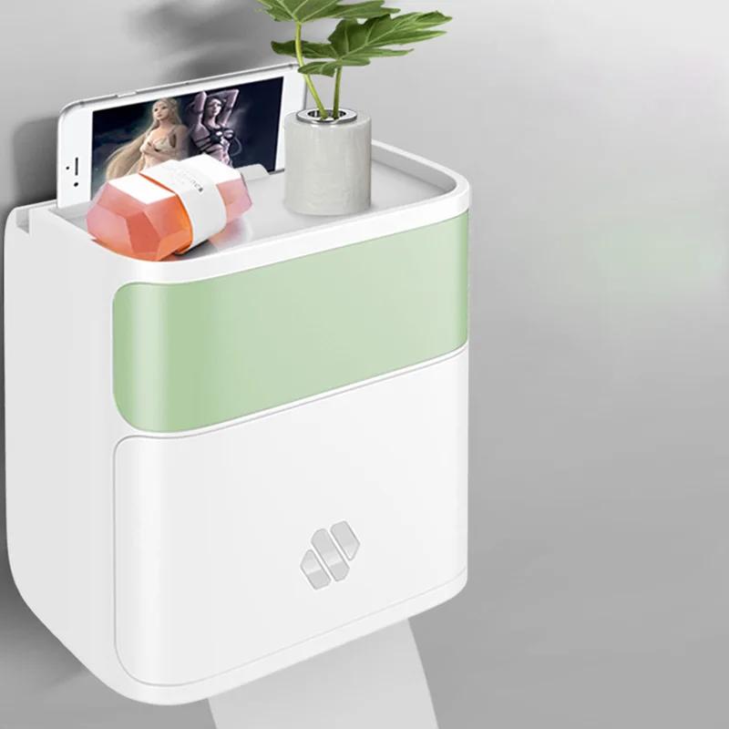 Toilet paper holder bathroom waterproof storage box storage rack wall mounted waterproof storage rack bathroom accessories зелёный