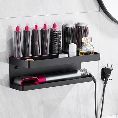 Soporte para rizador de pelo, organizador de plancha de aluminio para dormitorio.