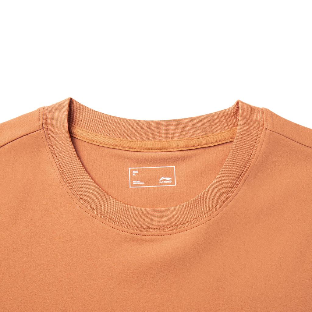 Li Ning Sports Lifestyle Series Casual Comfortable Versatile Printed Short Sleeve T-Shirt Unisex Tops Amber-Brown AHSV271-5
