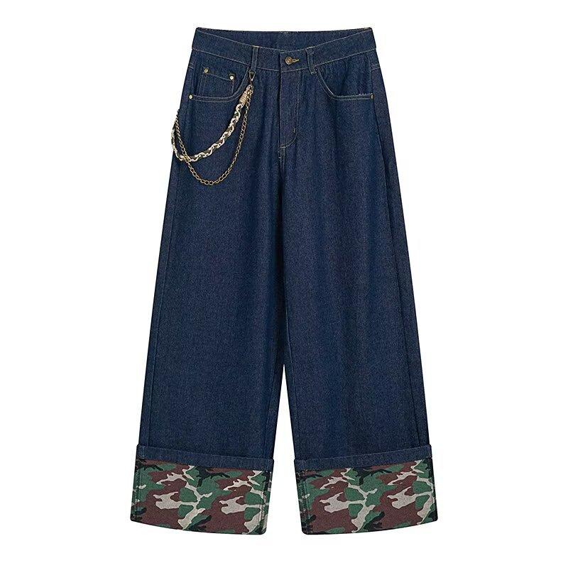 JYL Unisex Straight Jeans Cuffed American Vintage Niche Casual Denim Pants S бездна