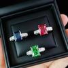 Modeschmuck Schmuck Rechteck Zucht Smaragd Ring Persönlichkeit Quadratisch Hochkohlenstoff Diamant Farbe Schatzring Damen