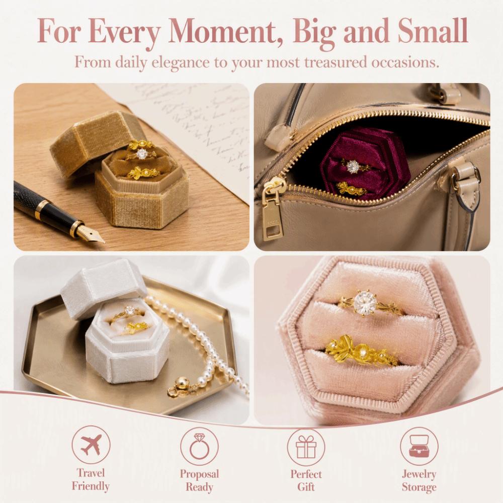 Elegant Hexagon Vintage Ring Box High-End Jewelry Display Case Durable Ring Storage Box Engagement