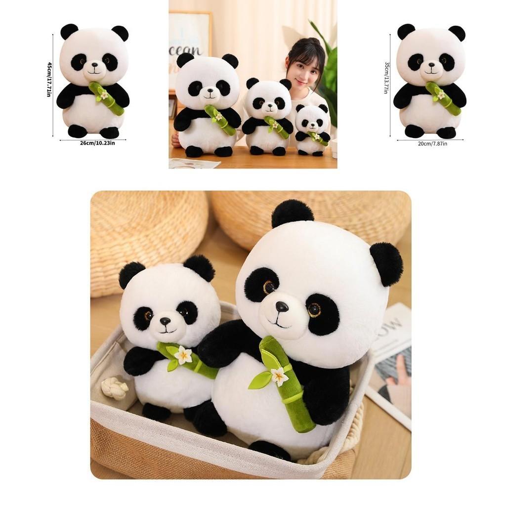 Süßes Panda Plüschtier Stofftier Puppe Bambussprossen Blume Bär Geschenk für Mädchen und Kinder