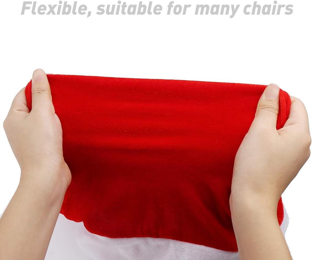 4pc Red Hat Dining Chair Slipcovers,Christmas Chair Back Covers Kitchen Chair Covers for Christmas Holiday Festival Decoration