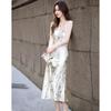 Demana Pearl Luster Acetate Floral Sling Dress