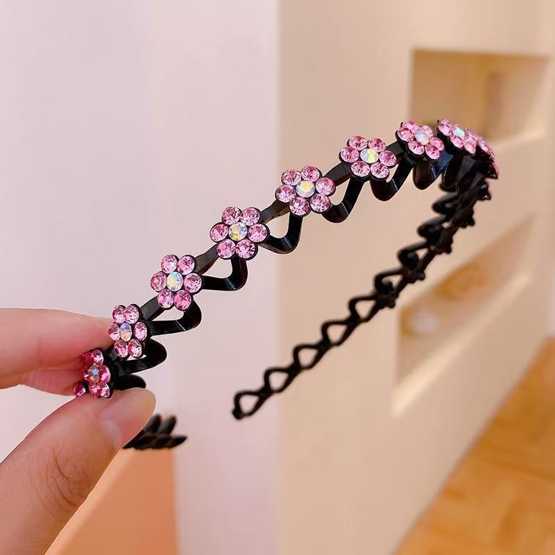 Hair Tidying Headband for Women, Face Washing Headband with Teeth, Non-slip, High Top Head, Temperament Pressure Hair Water Drill Headband