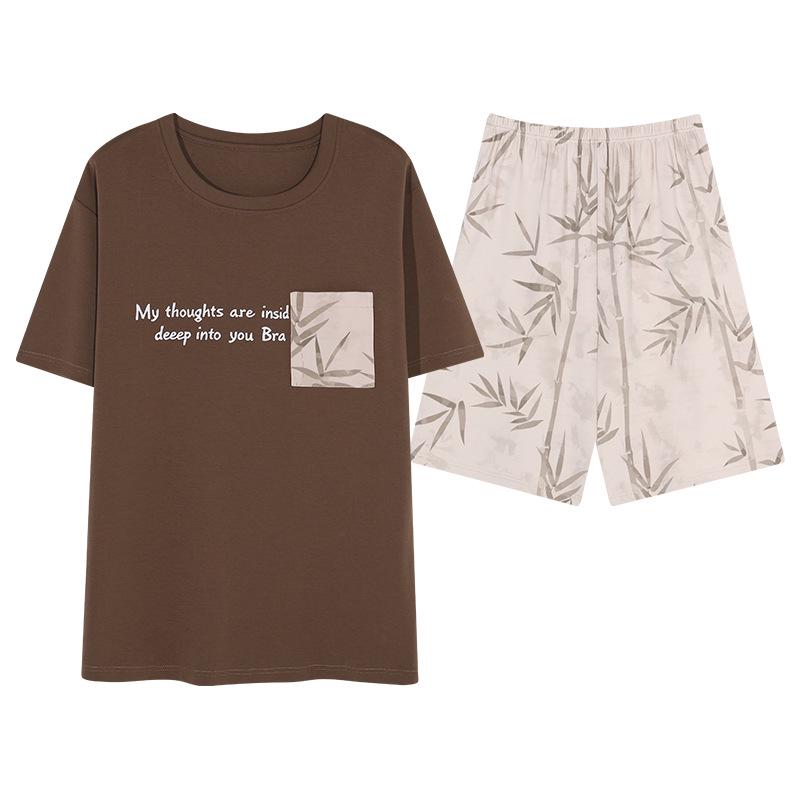 Summer Cotton Couple s Pajamas Set: Women s Camisole with Built-in Bra Pads & Men s Loungewear L
