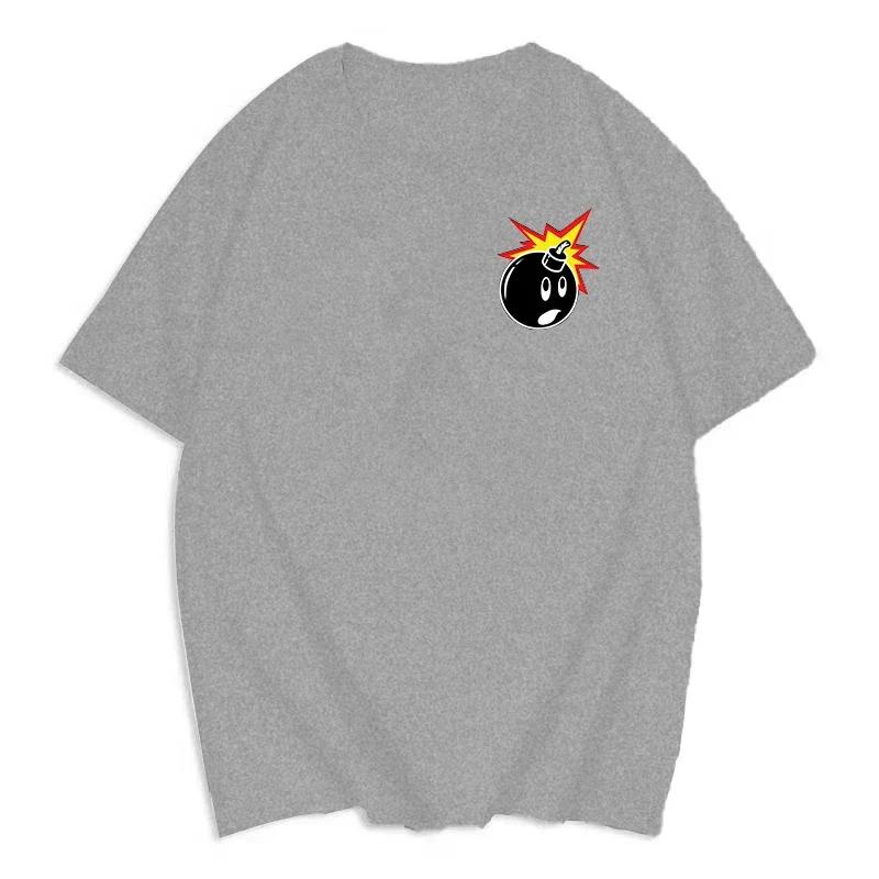 Funng Bomb Bedrucktes Baumwoll-Herren-T-Shirt Übergroß Lässig Street O-Ausschnitt Oberteile Schlichte Mode Herrenbekleidung Kostenloser Versand