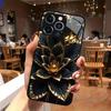 Black Lotus Patterned Tempered Glass Phone Case Suitable for iPhone 17 16 15 14 13 12 11 Pro Max Plus Anti Drop and Shockproof