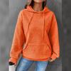 Solid Color Women Long Sleeve Pullover Hoodie with Pocket Plaid Round Neck