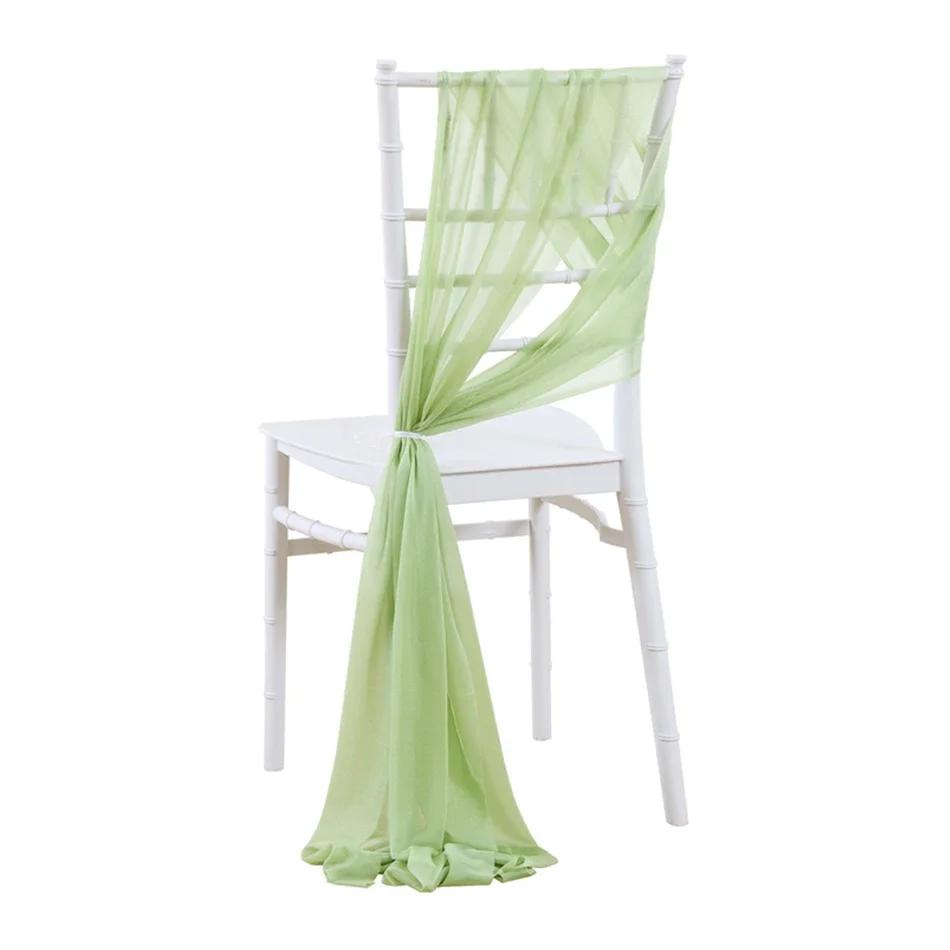 50PCS 17x250cm Chiffon Wedding Chair Sashes Setting  Sage Green Gauze Sheer Vintage Birthday Party Festival Chair Decoration