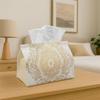 2D Flat,1pc Mandala Line Art - Tissue Box, Golden Mandala Pattern - Rectangle Design, for Living Room, Car, and Desktop Storage, Very Suitable for Liv