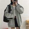 Oversized Women Hoodie Zip Up Hooded Sweatshirt Long Sleeve Pocket Jacket Top Solid Color