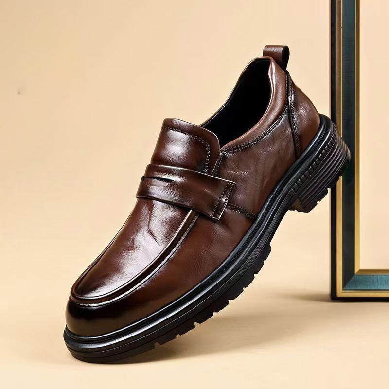 Men's Versatile Waterproof Leather Slip-on Driving Shoes - Fashionable, Stain-Resistant Business Casual Footwear