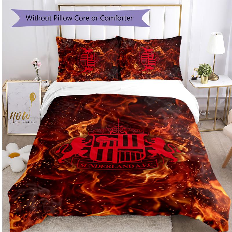 Juego de Ropa de Cama Estampado del Sunderland Football de 3 Piezas, Cómodo y Amigable con la Piel Juego de Funda Nórdica para Dormitorio