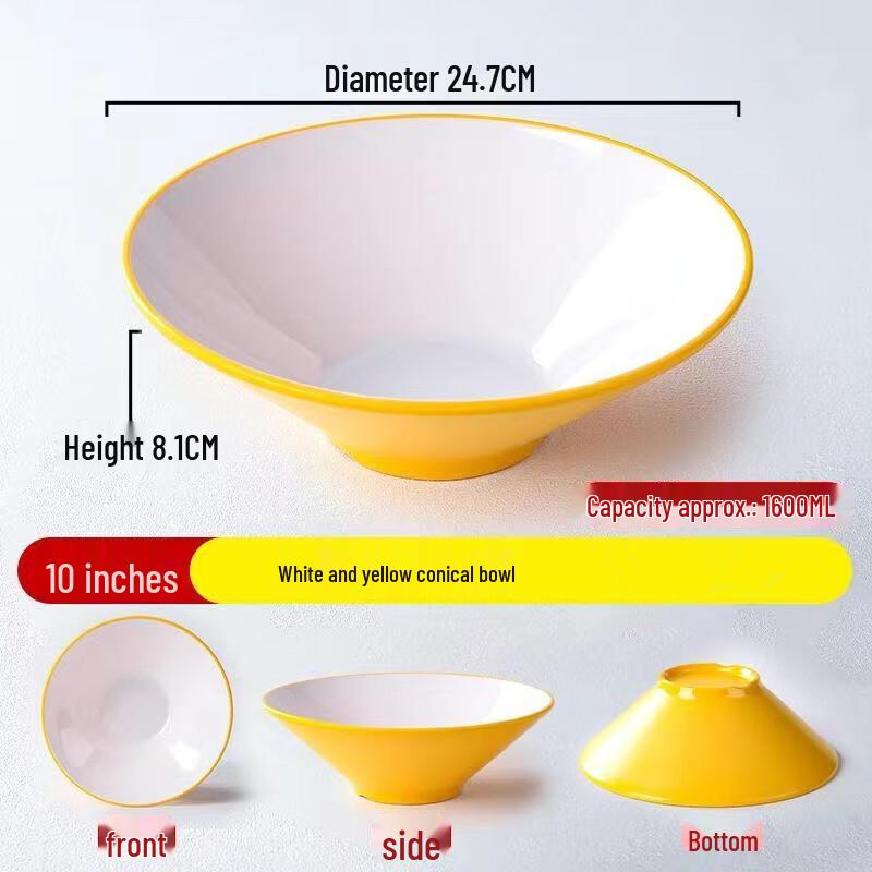 Two-Tone Melamine Conical Noodle Bowl
