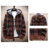 Herbst Winter Herren Mantel Reißverschluss Strick Langarm Dicker Plüsch Kariert Print Kapuzen Oberbekleidung Locker Doppeltaschen Täglich Sport Outdoor Arbeit Hoodie