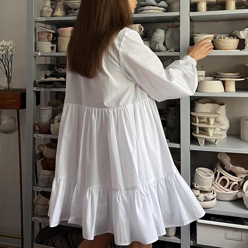 Весеннее платье-рубашка с длинными рукавами — фото 10