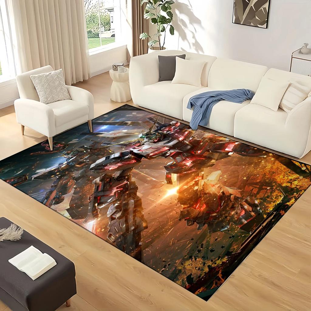 3D GUNDAM Robot Cartoon Carpet Rug for Living Room Bedroom Home Sofa Decoration,kids Play Non-slip Floor Mat Christmas Gift