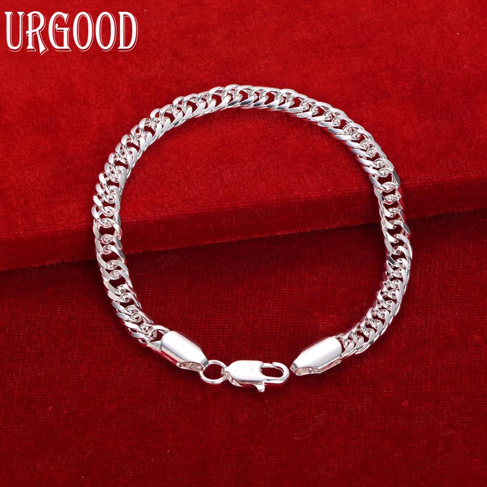 925 Sterling Silver Side Chain Bracelet Wedding Jewelry