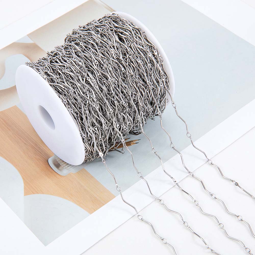 No Fade 1meter Stainless Steel Spiral Twist Stick Link Chain Wave Metal Chain for DIY Necklaces Bracelet Jewelry Making Findings