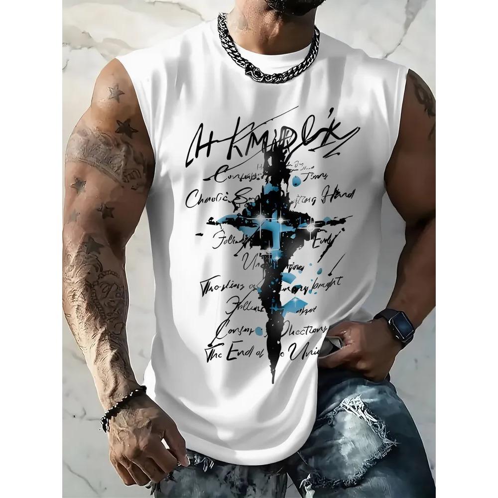 Fashionable Comfortable Sleeveless Fun Pattern Vest 3D Print Streetwear Tops Loose Casual Sport Breathable Oversized Round Neck Vest