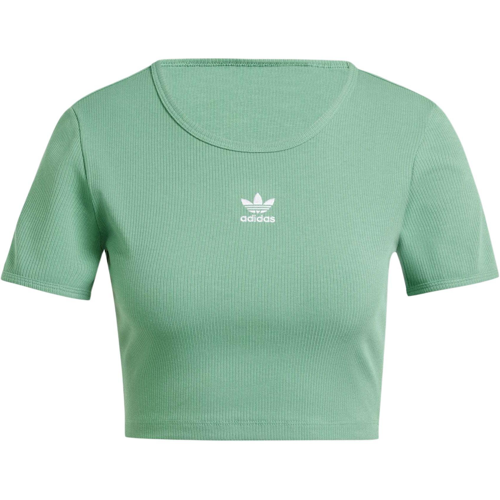 (WMNS) adidas originals Essential Ribbed T-Shirt Asia Sizing  Green White  Women s IY9665 S