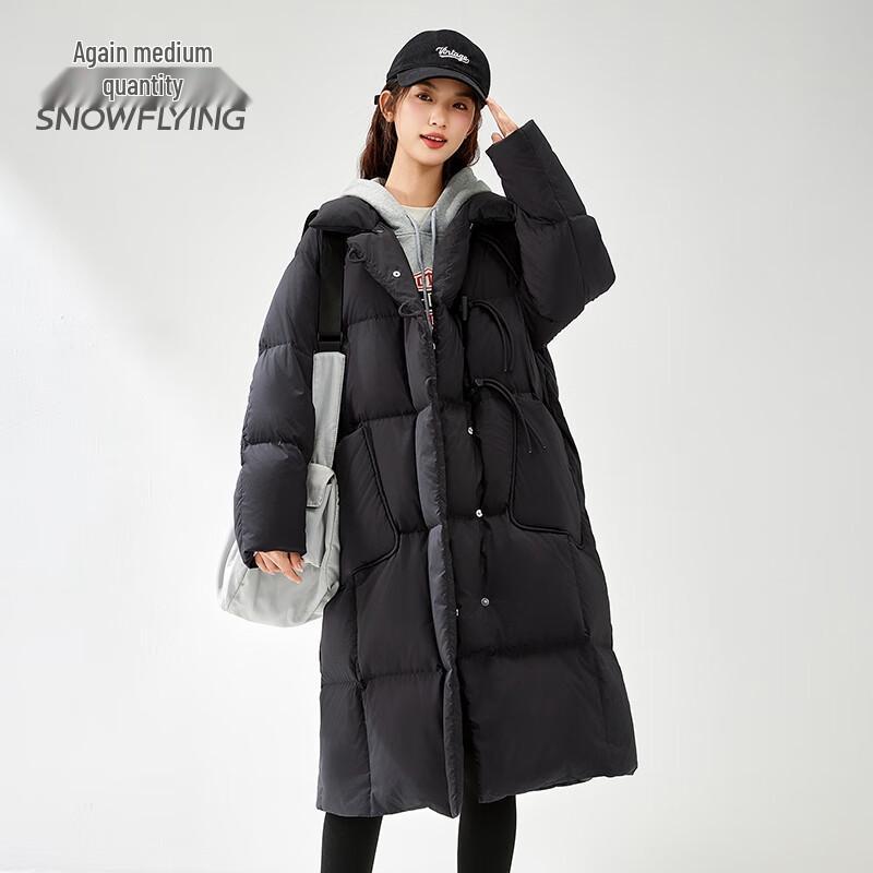SNOWFLYING Women's Long Over-Knee Duck Down Winter Coat