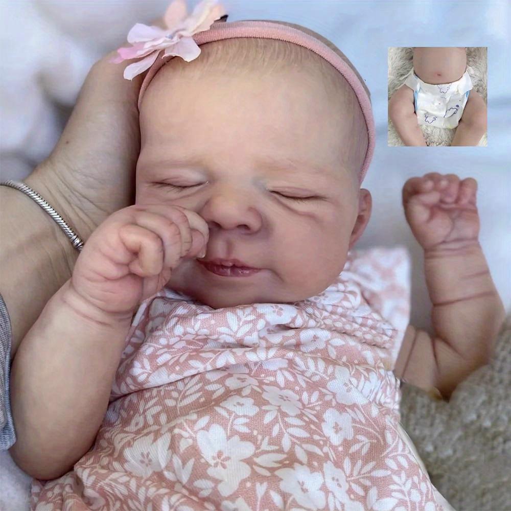 

BZDOLL 19inch 48cm Reborn Baby Full Body Soft Vinyl Asleep Doll with 3D-paint Skin with Visible Veins Bath Toy for Girl Lifelike Kid Art Birthday Gift vinyl body doll
