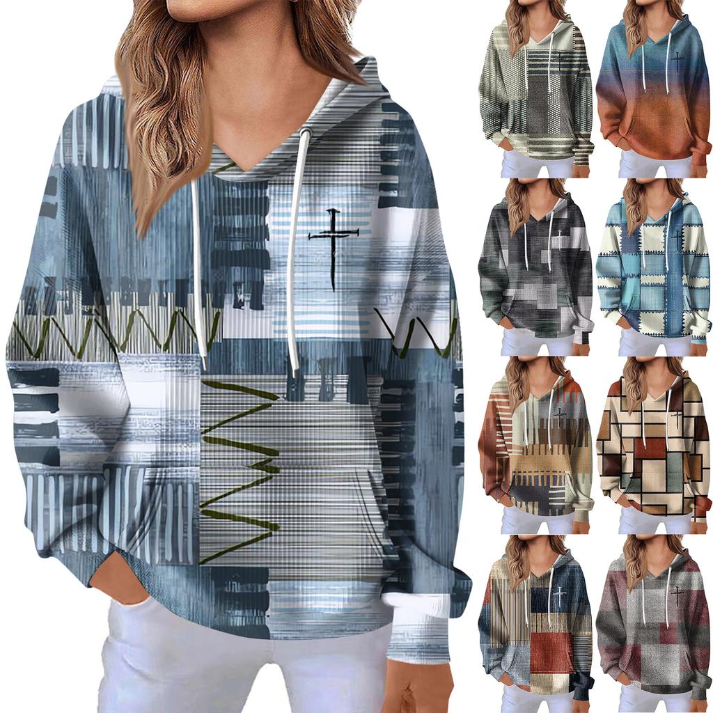 Women's Fashion Casual Long Sleeve Solid Color Hooded Sweatshirt Tops
