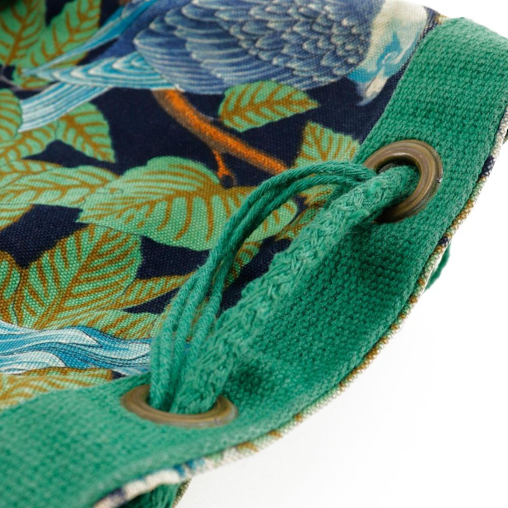 Hermes One Belt Shoulder Bag Botanical Pattern Bird Pattern Vintage Green Cotton Women Used