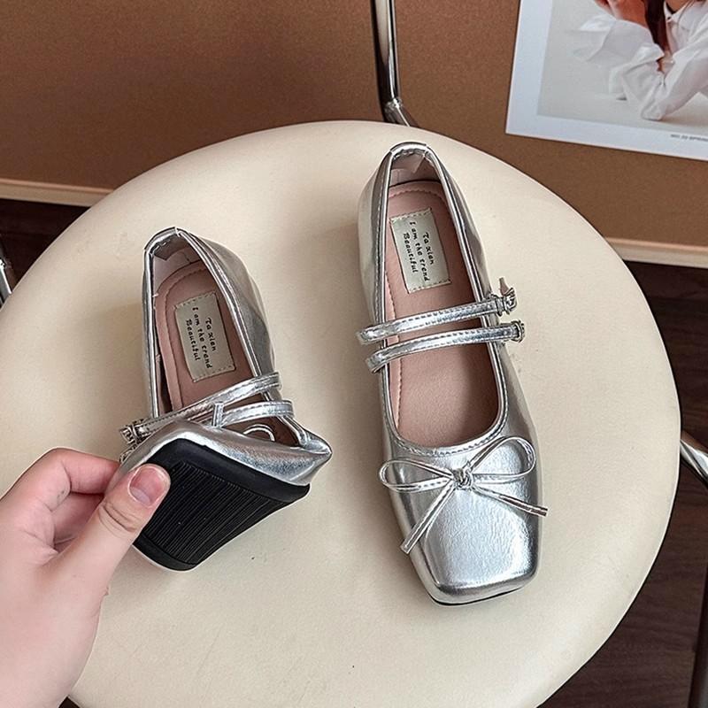 Fairy style bow with Mary Jane shoes, summer new French style with skirt, fashionable and versatile women's single shoes