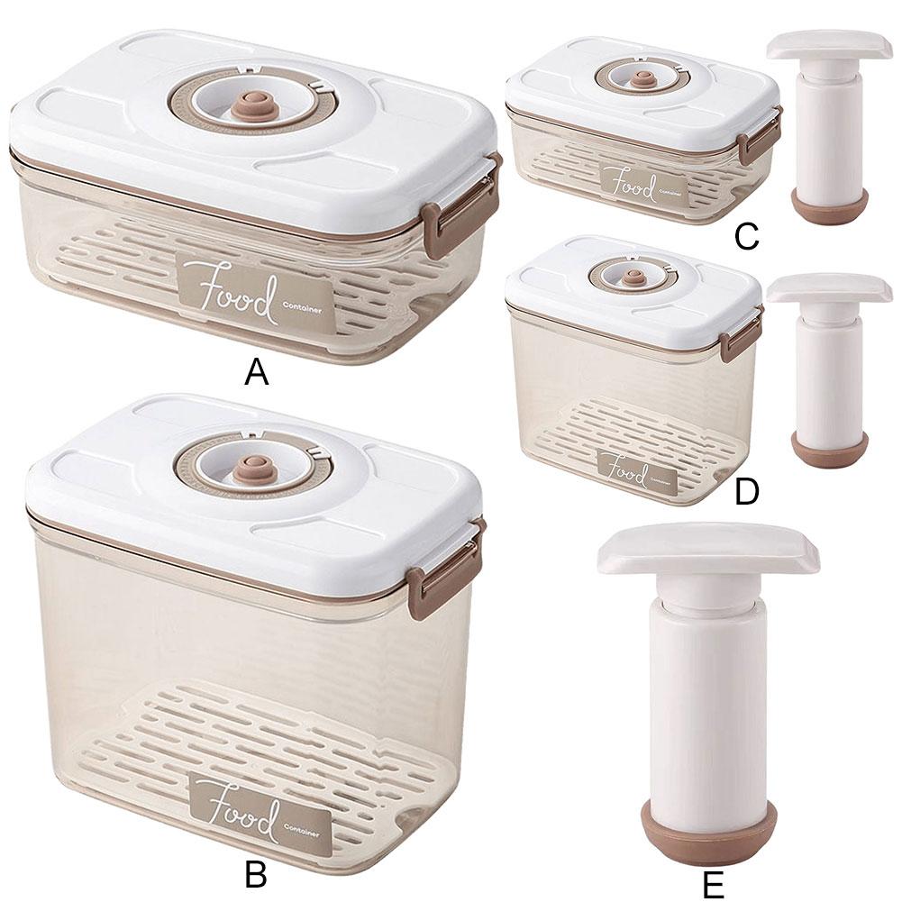 Vacuum Food Storage Container with Vacuum Pump Kitchen Storage Box with Removable Drain Plate for Fruit Vegetables Bread Snacks