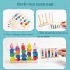 Wooden Children's Colorful Color Sorting Toys, Rainbow Sets of Columns, Shape Stringing Matching, Educational Building Blocks