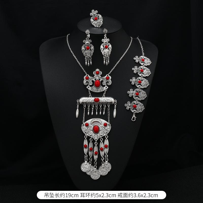 Long Tassel Necklace Vintage Exotic Bohemian Vacation Bracelet Earrings Travel Photography Suit Women