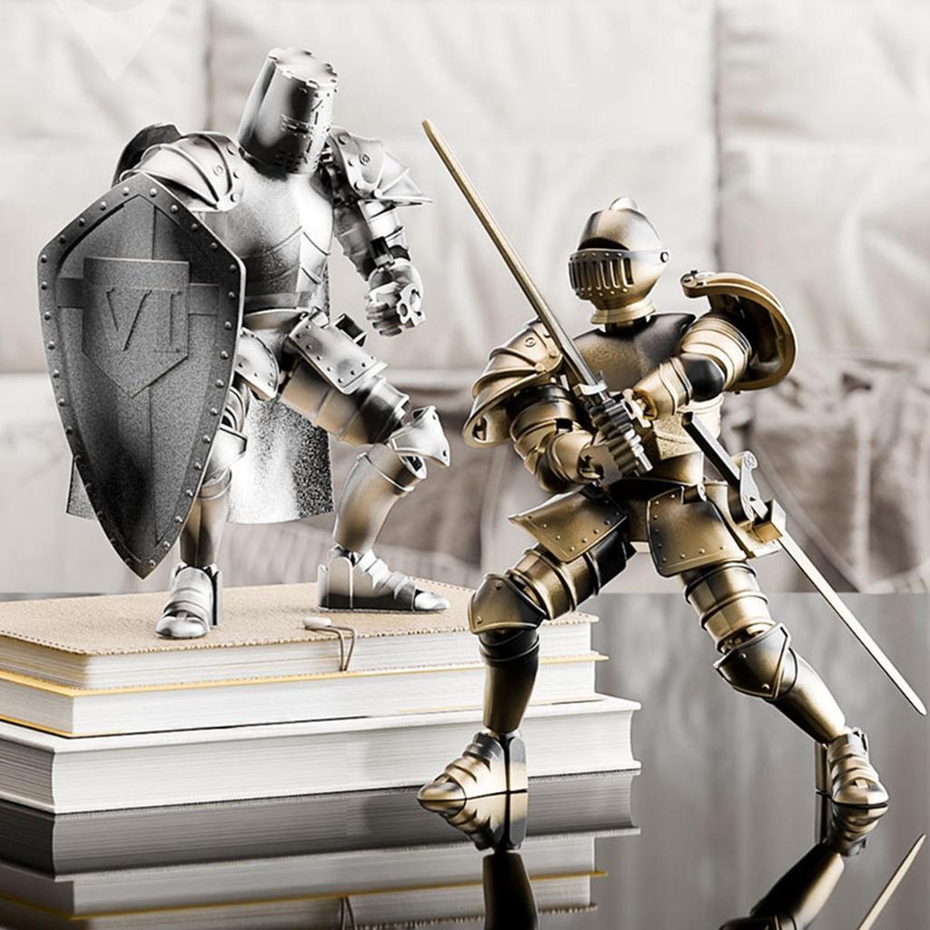Action Figure Multi-Jointed Multi-Jointed Medieval Knight Full Body Model Flexible Statue Movable Figurine with 360 Degree