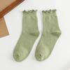 Summer Thin Casual Cute Trendy Ruffle Edge Cotton Socks, Mid-calf Socks for Women