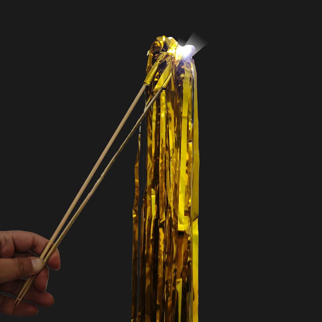 10PCS Light Up Wedding Sparklers LED Wedding Tassel Rain Silk Fairy Stick with Wooden Strip for Birthday Concert New Year Raves