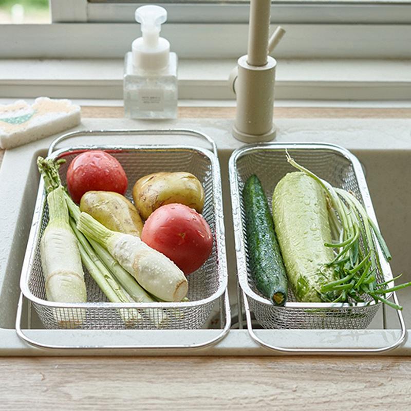 Stainless Steel Special Drain Basket Kitchen Sink Telescopic Sink Drain Rack Multi-Functional Tableware Dishes Drain Rack