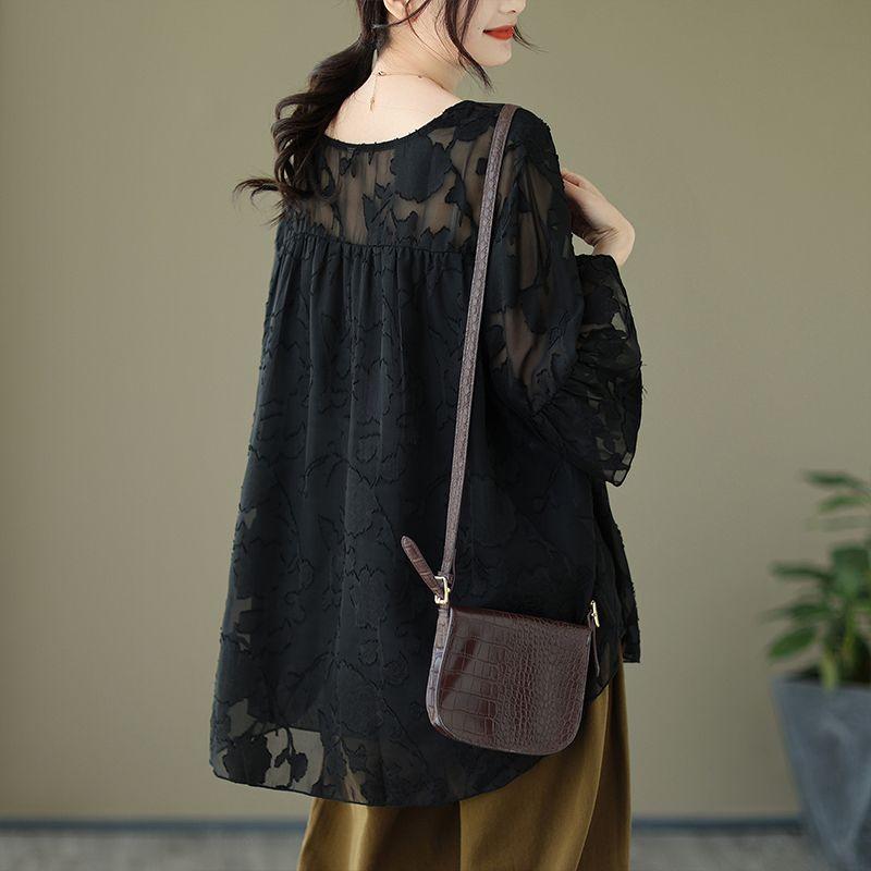 Elegantní plus size topy s krátkým rukávem ze síťoviny dámská letní volná tenká trička